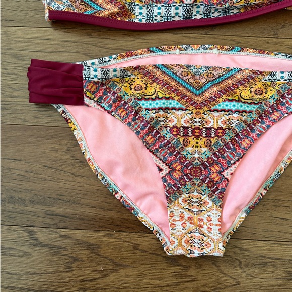 Jessica Simpson tribal bright pattern halter bathing suit bikini set - Picture 2 of 7